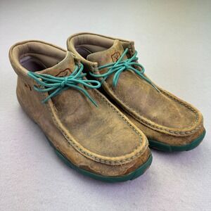 Twisted X Moc-Toe Chukka Driving Moc Shoes Women's Size 9.5 Teal Laces Boots
